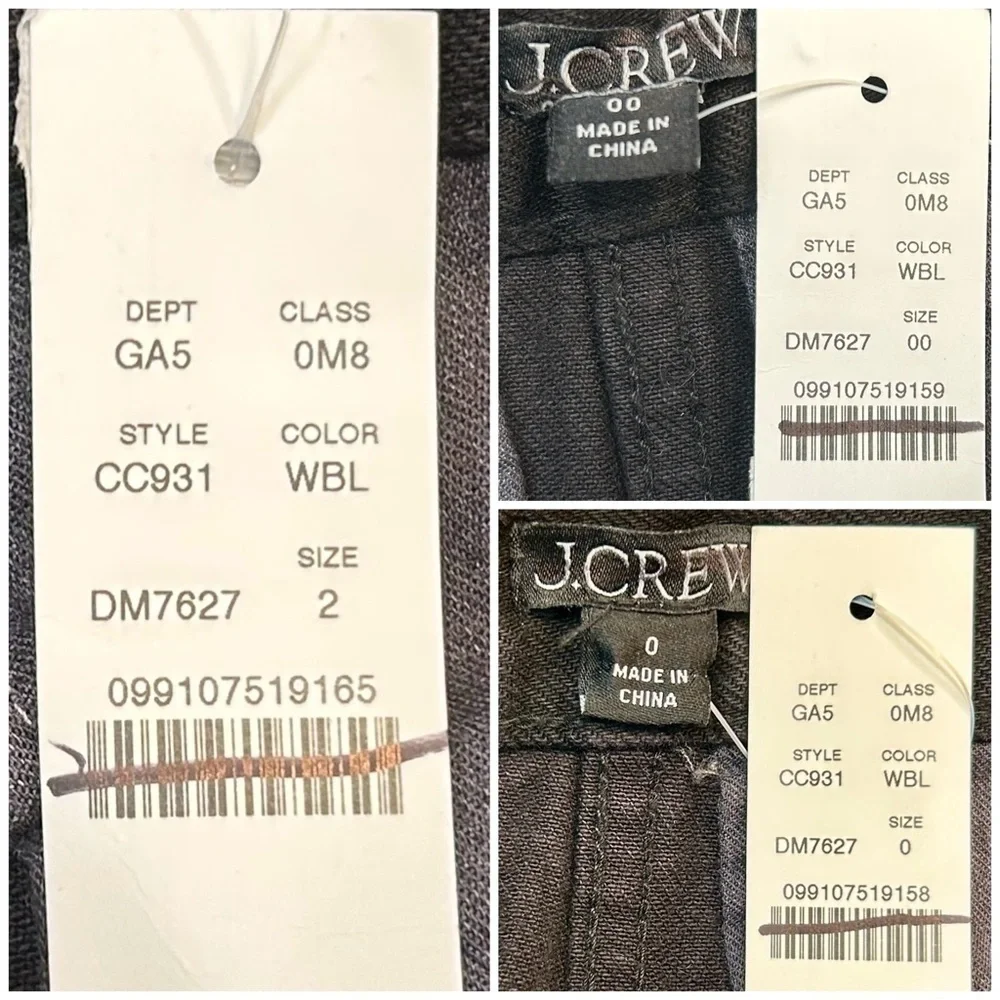 NWT J. Crew Black Denim Button-Up Mini Skirt, Gold Crest Buttons, Sizes 00, 0, 2